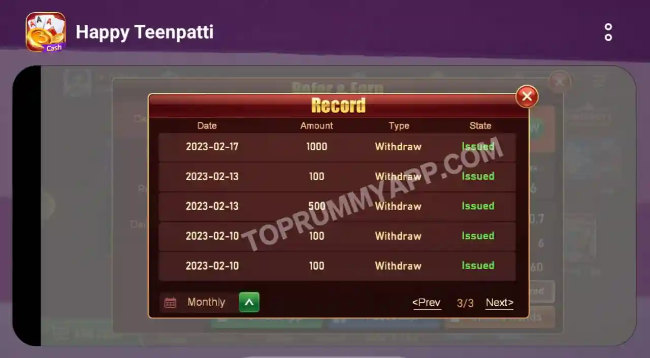 Happy Teen Patti App Payment Proof Top Rummy App List